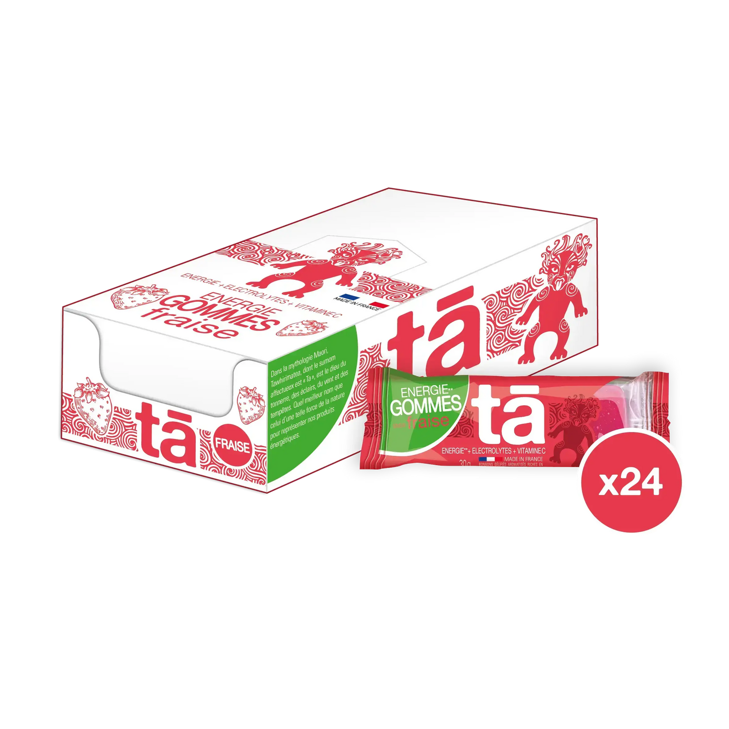 Boîte de 24 gommes énergétiques 30g saveur fraise