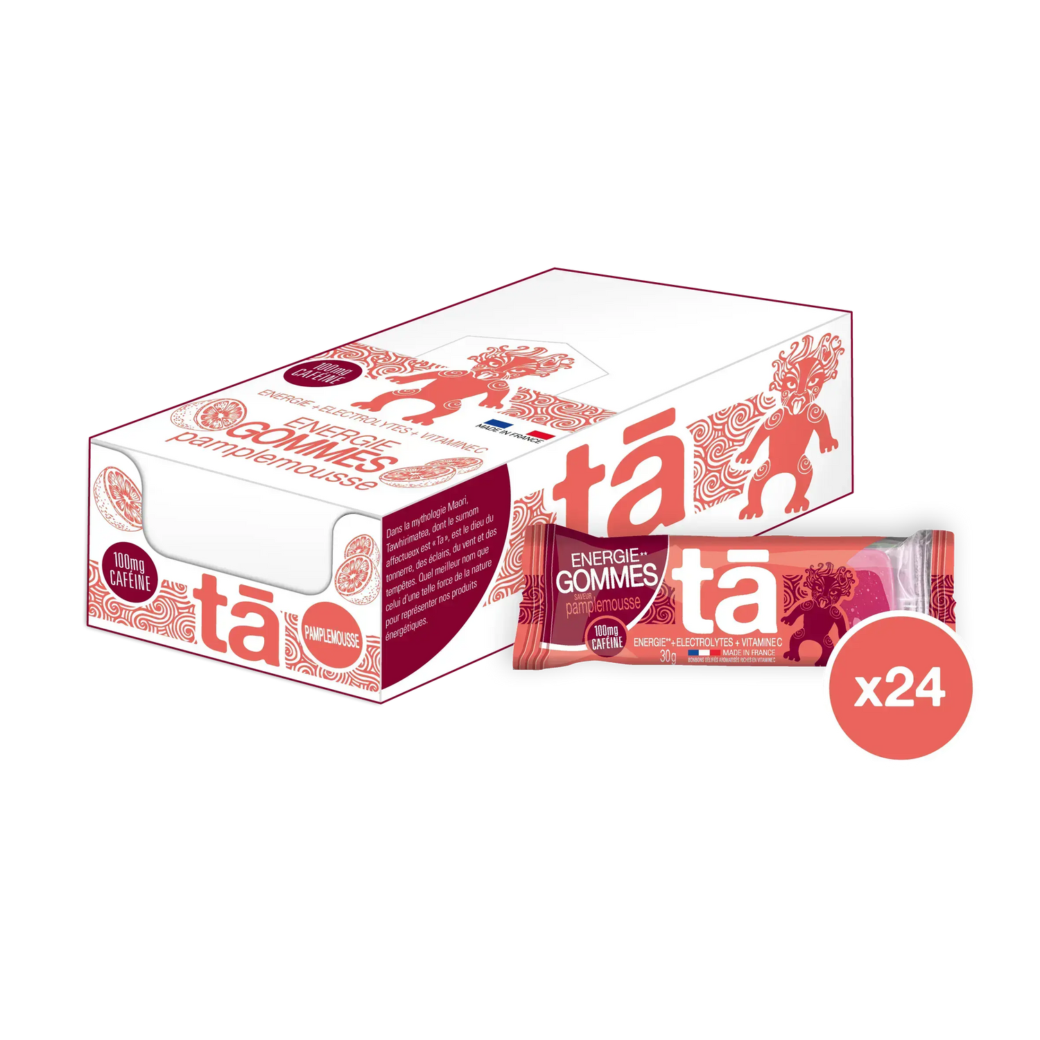 Boîte de 24 gommes énergétiques 30g saveur pamplemousse