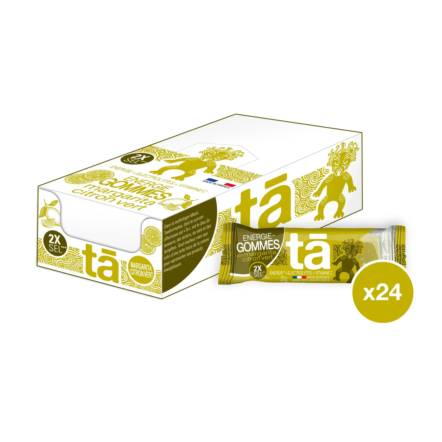 Boîte de 24 gommes énergétiques 30g saveur margarita citron vert