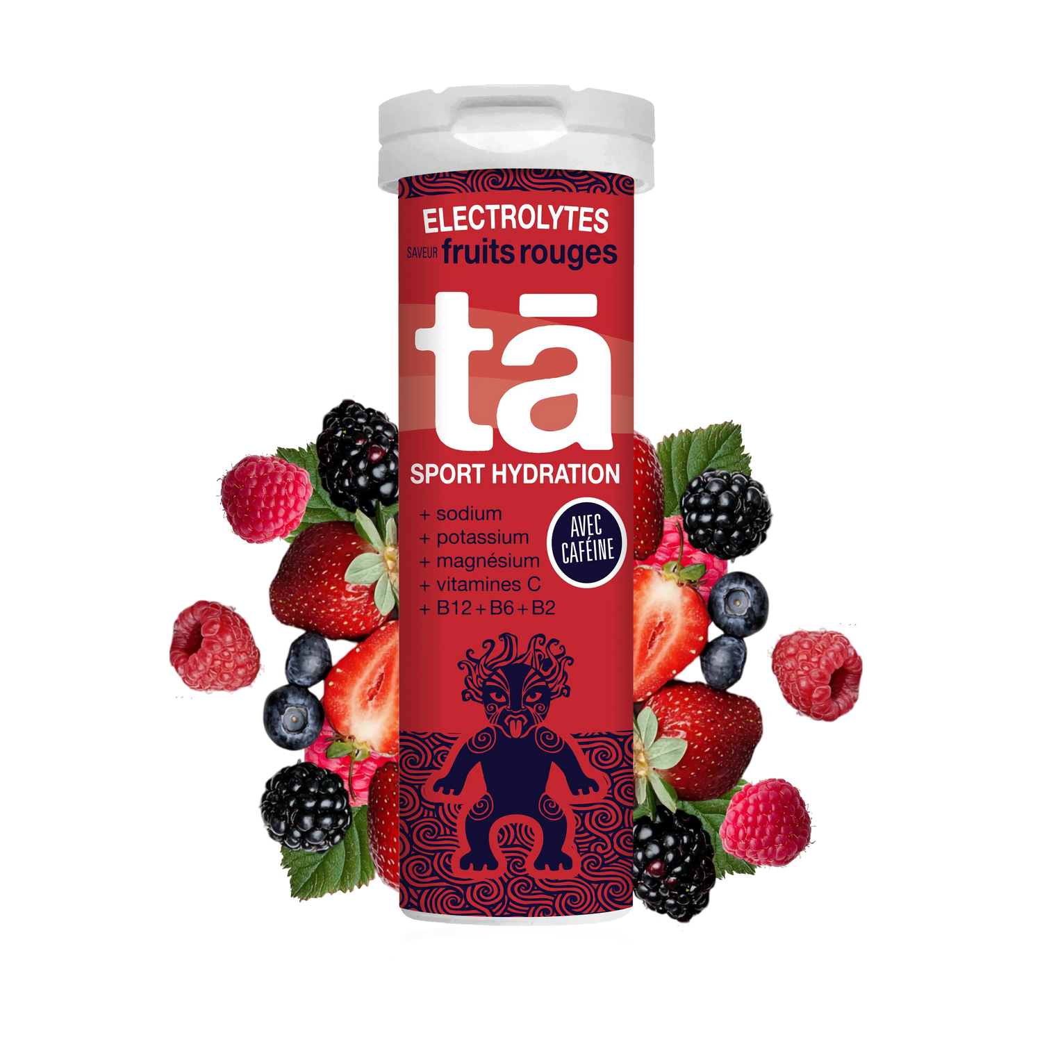 Pastilles d'électrolytes caféinées saveur fruits des bois
