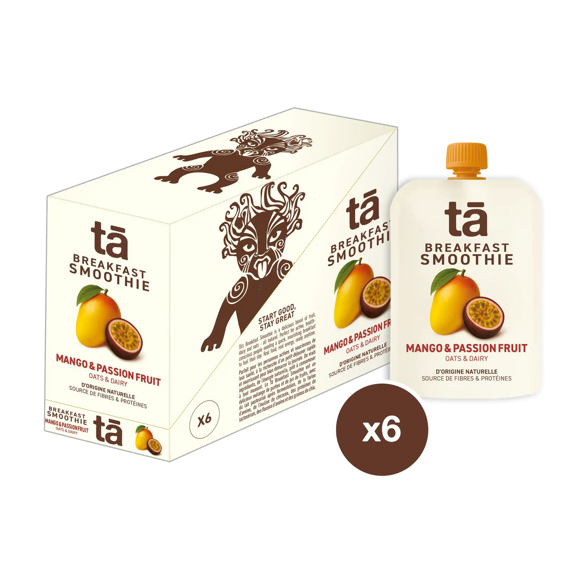 Boîte de 6 Smoothies petit-déjeuner 150g saveur mangue passion